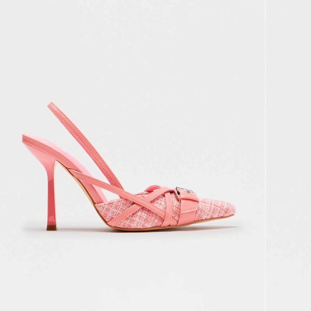 Tweed Pink Slingback Heels